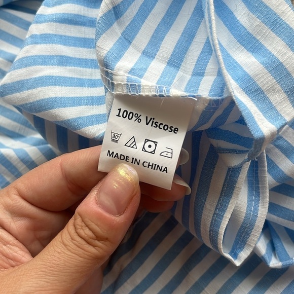 brovave Striped Blue Sleeveless tiered Midi Dress - Picture 10 of 12